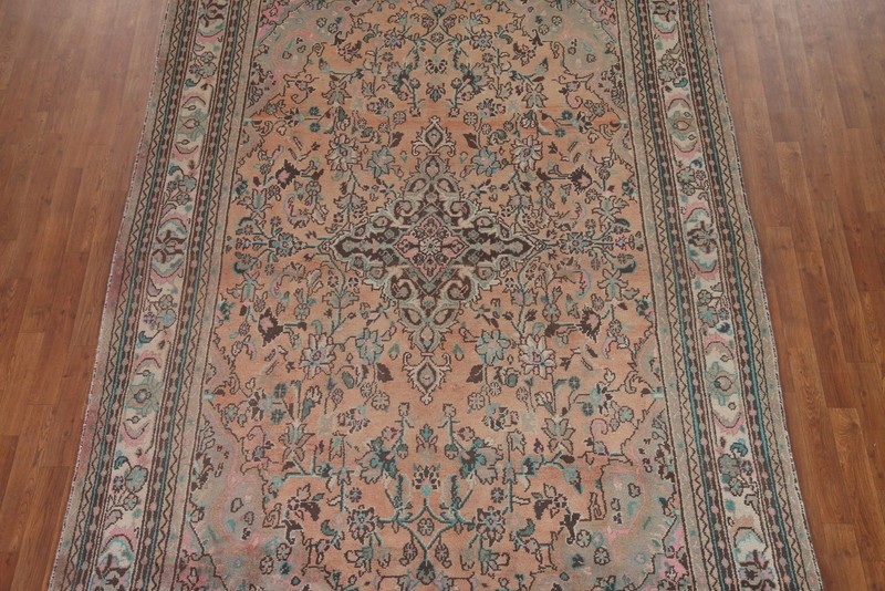 Vintage Wool Handmade Area Rug 7x10 Traditional Muted Rust Living Room Carpet gallery