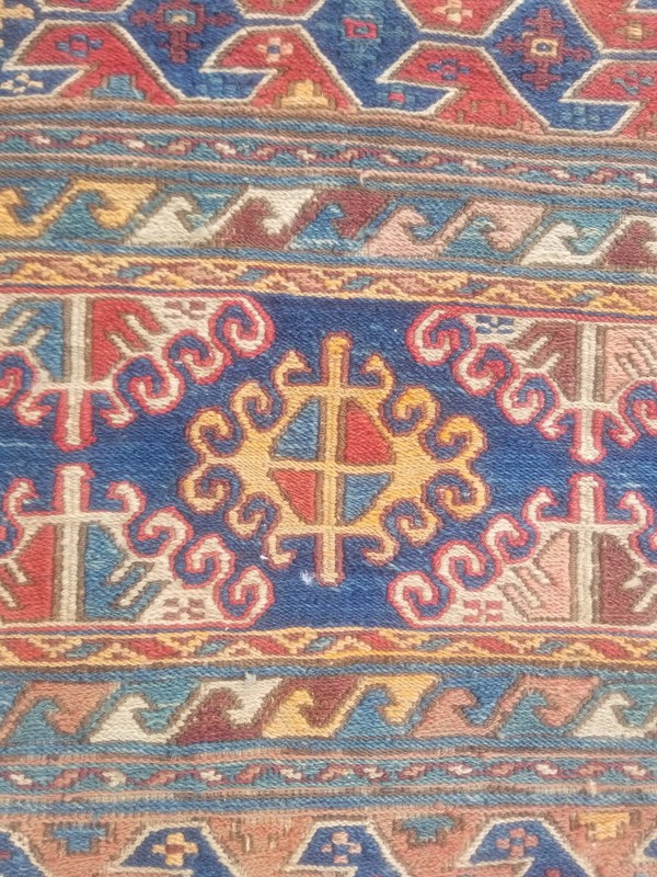 Distressed Fine Antique Traditional Handmade Shahsavan Wool Kilim 1.7x1.5 ft gallery