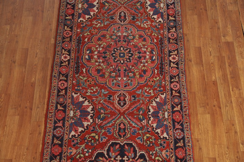 Vegetable Dye Semi-Antique Heriiz Serapi Runner Rug Wool Handmade Carpet 3x13 gallery