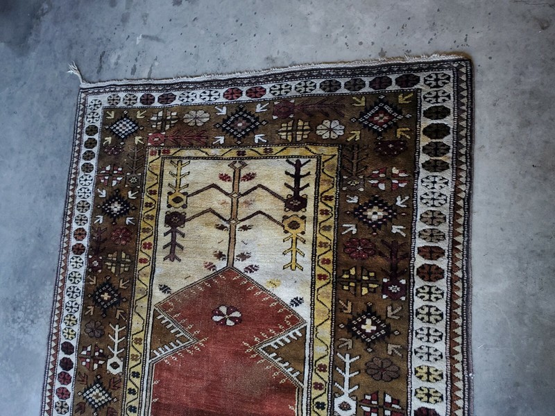 Antique 1935-1940s,Henna Natural Dyes, 4x7ft Tribal Dowry Rug Turkey gallery