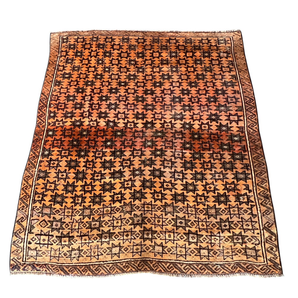 Vintage Baluchi Hand-Knotted Area Rug 4'4" x 7'5" Wool Traditional Carpet