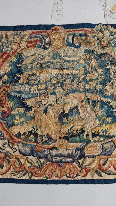 2'x3' Small Size Wool & Silk Antique 17th Century Wall Hanging Flemish Tapestry gallery