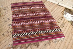 Turkish Kilim 62”x92” Handwoven 5’x7′ Cicim Kilim Oriental Tent Rug 160x235cm