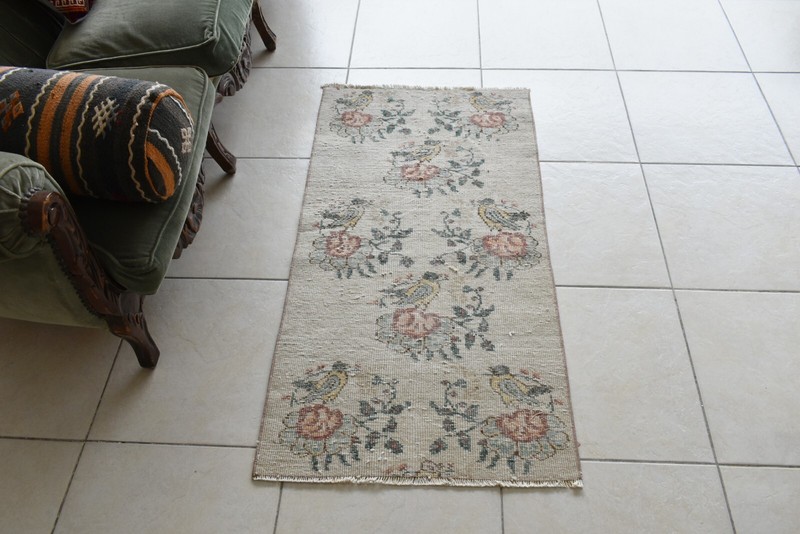 Vintage Oushak Rug 4x2 ft Turkish Floor Rug Faded Area Rug Oriental Rug gallery