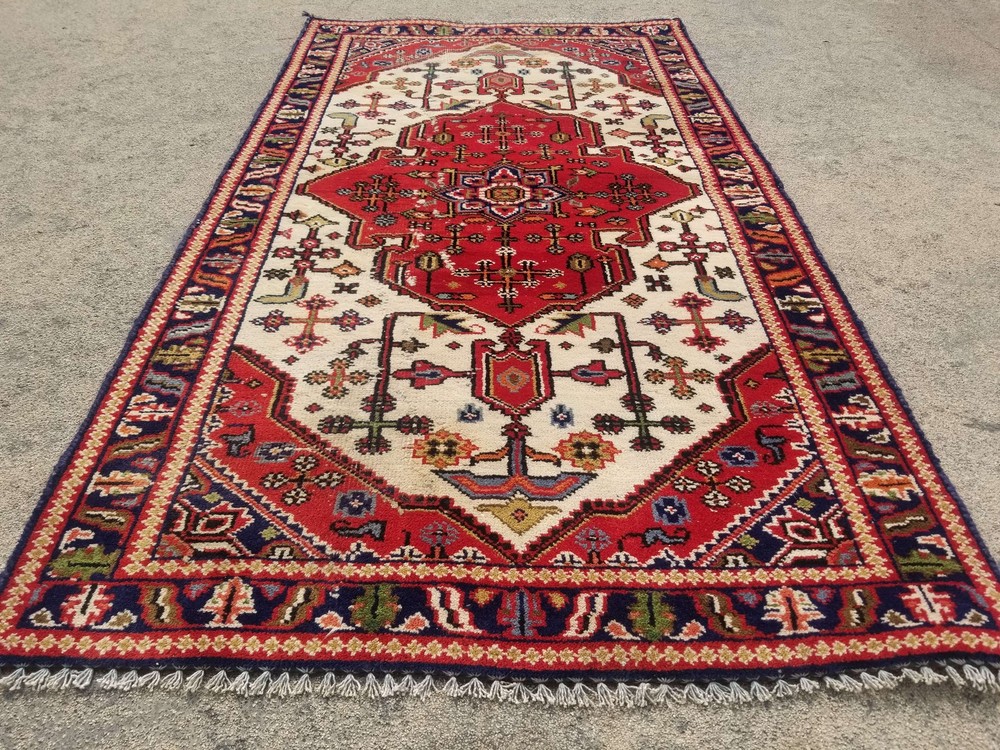 Vintage Hand Made Traditional Oriental Wool Multicolor Carpet Rug 132x73cm