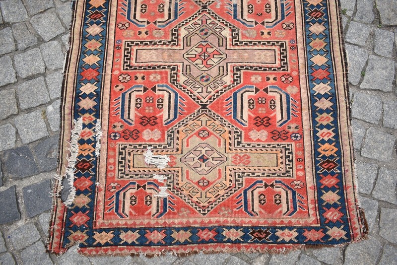 Antique Caucasian Fragment Rug 38'' x 64'' Collector Item Worn Antique Carpet gallery