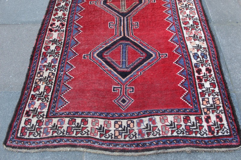 Vintage Hand Made Traditional Oriental Wool Red Large Long Rug 235x132cm gallery