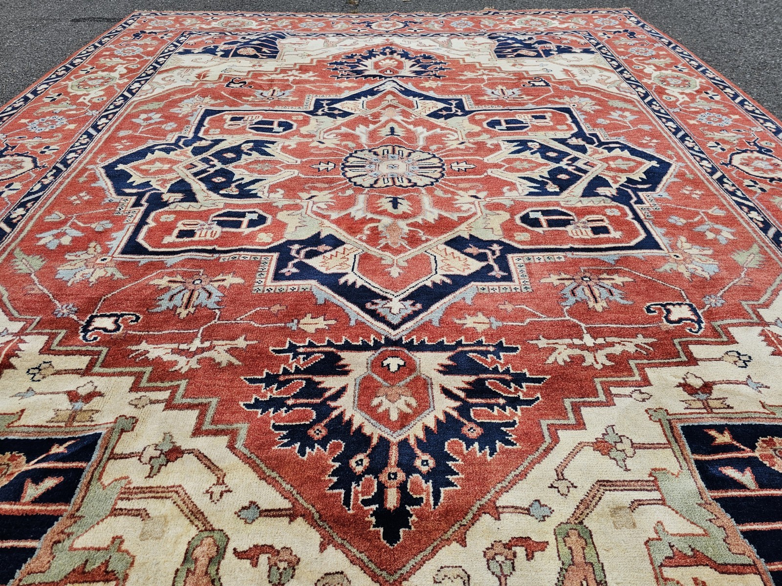 9 x 12 VINTAGE DESIGN FINE JULES INDO HERIZ SERAPI ANTIQUE CAUCASIAN USHAK gallery