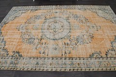 Oushak 6×9,Turkish Rug,vintage,anatolian,ORANGE,kilim,Bohemian,handmade,wool