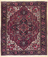 Vintage Heriz Rug 5×6 Hand Knotted Wool Oriental Red Geometric Tribal Area Decor