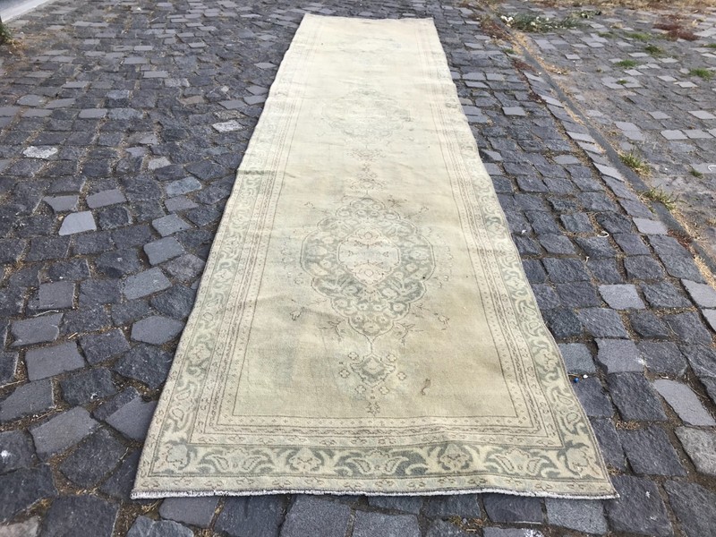 Turkish Vintage Rug Handmade Wool Rug Bohemian Runner Rug Home Rug 2,7 x 11, ft gallery