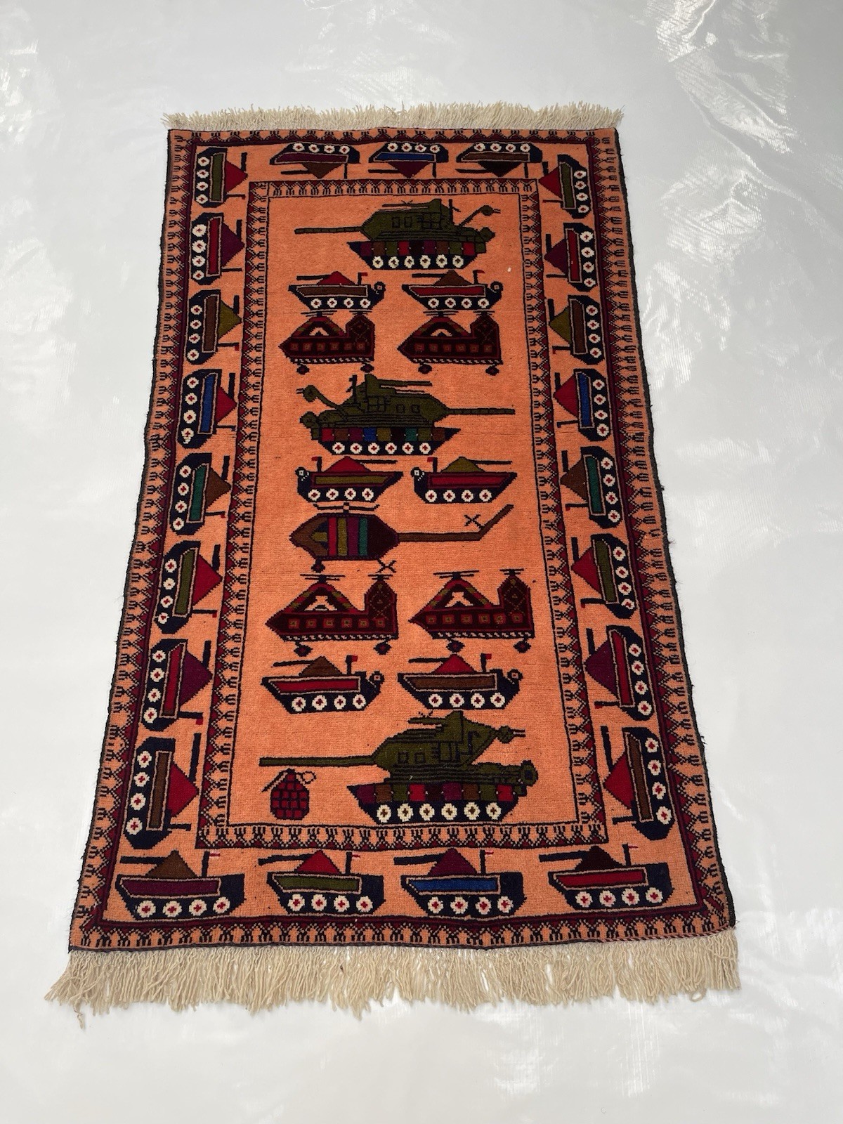 141x82 Cm Afghan War Rug War Rug Beautifully Made Wool Rug Handicrafts #403 gallery