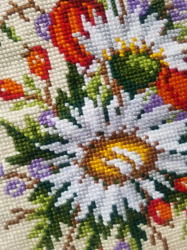 Vintage French Handmade Floral Multicolor Wool Wall Hanging Tapestry 1.9x1.2ft gallery