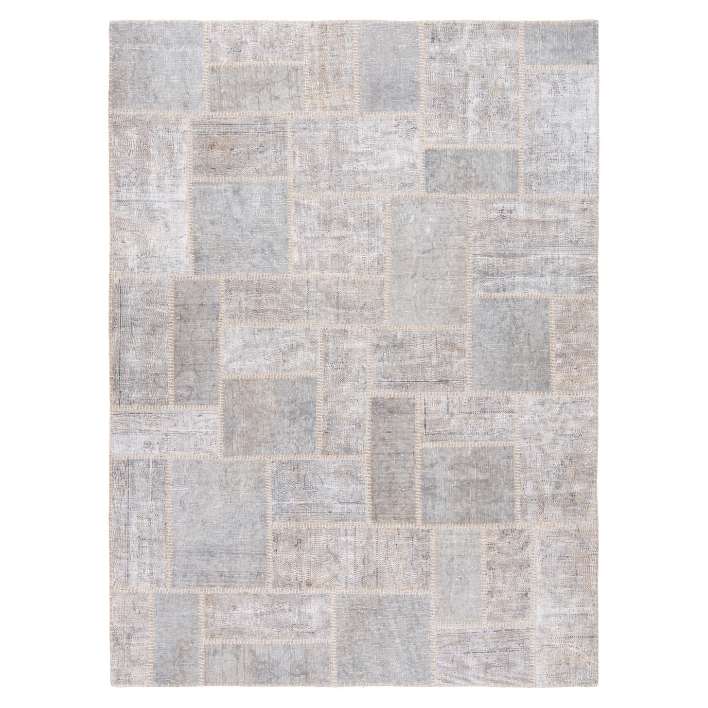 Patchwork 205x149 cm Hand Knotted Vintage Oriental Rug Carpet Gray gallery
