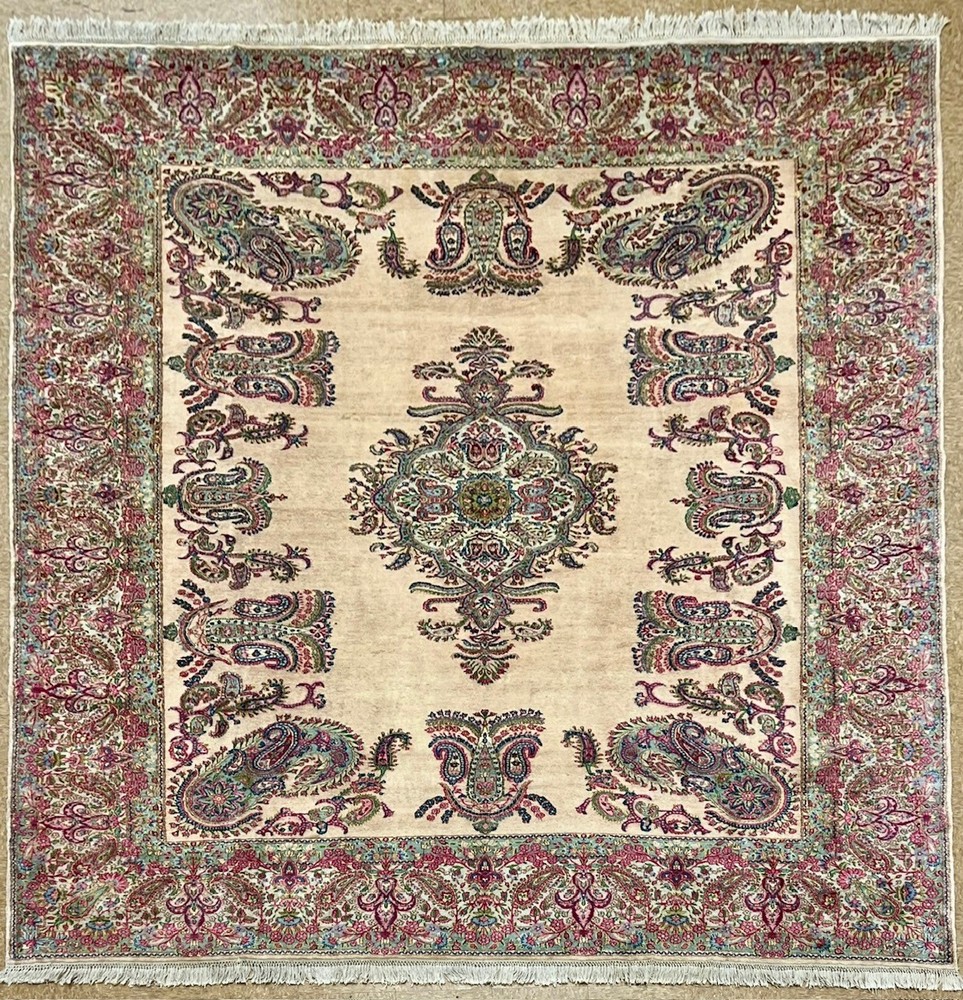 Vintage 10x12 Lavar Kirman Hand Knotted Wool Oriental Area Rug Large Cameo Peach