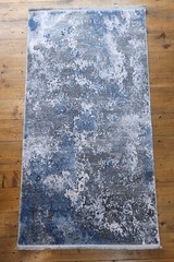 Blue Gray Silk Rug, Modal Silk Rug, Modern, Turkish Silk Rug 31″ x 59″, 80x150cm