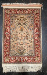 Vintage RARE BEAUTIFUL Hereke Turkish silk prayer rug 900+ kpsi – 3’x2′