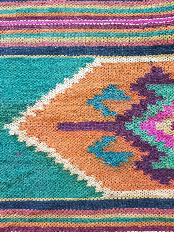 Vintage Handmade Traditional Mexican Kilim Floor Rug Carpet 212x141 cm gallery