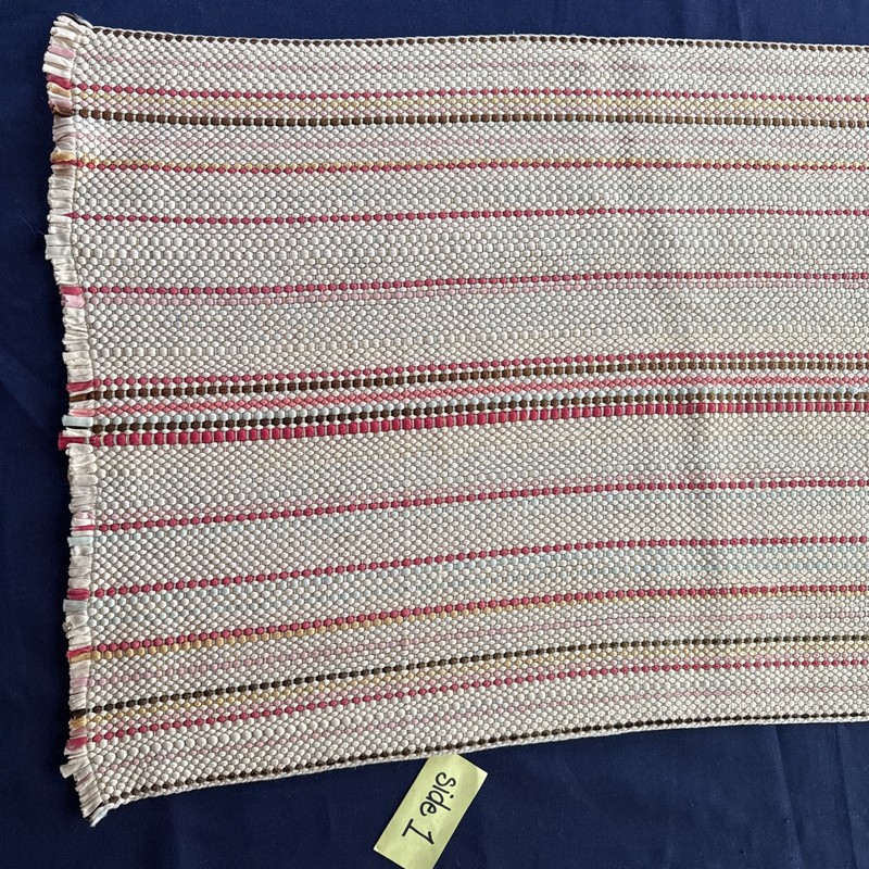 Vintage Hand Woven Rag Rug #9 Msmt: 31" by 18” w/Fringe Multicolor Cottage Boho gallery