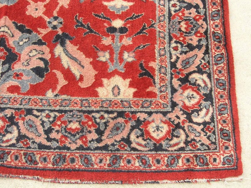 Antique Arts and Crafts Red Wilton oriental Rug Isphahan Garden Design 54x89" gallery
