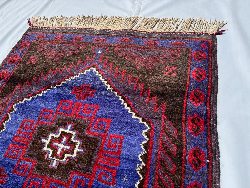 3x4 ft Afghan Tribal Hand Knotted Antique Baluchi Rug Oriental Blue Area Carpet gallery