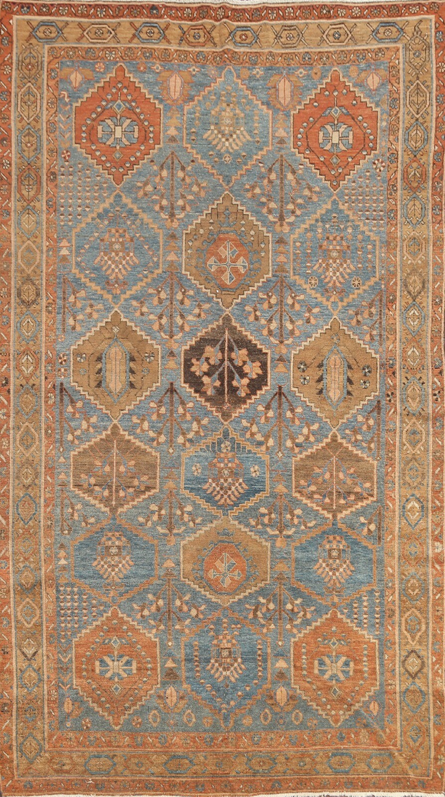 Antique Vegetable Dye Geometric Bakhtiari Area Rug Handmade Oriental Carpet 5x10 gallery