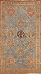 Antique Vegetable Dye Geometric Bakhtiari Area Rug Handmade Oriental Carpet 5×10