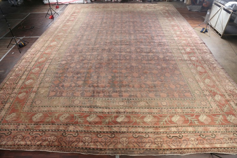 Pre-1900 Antique Vegetable Dye Khotan Egyptian 25x37 Area Rug Oversize Handmade gallery