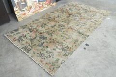 4×8 rug, handmade vintage turkish rug, muted oushak wool rug, neutral carpet,31