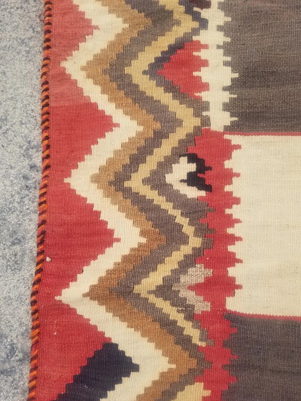 Distressed Vintage Handmade Turkish Tribal Wool Multicolor Kilim 7.2x4.5 ft gallery