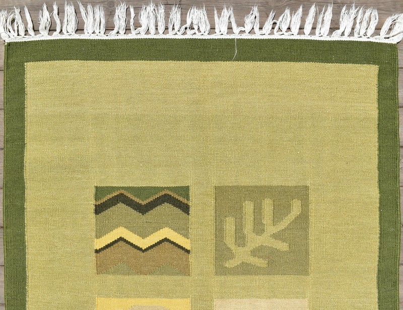 Nepal Rug 3x4 Handwoven Green Modern Pattern Kilim 94x145cm Natural Wool Rug gallery