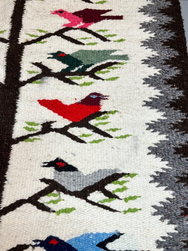 Handwoven Wool Tree Of Life Wall Hanging Rug Pictorial Birds Zapotec Tapestry gallery