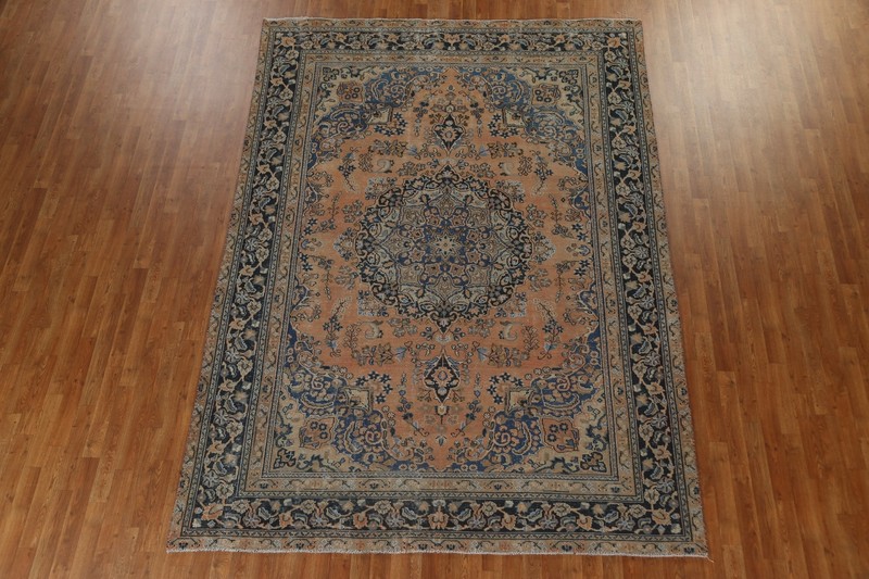 Vintage Muted Floral Traditional 8x11 Area Rug Wool Hand-knotted Low Pile Carpet gallery