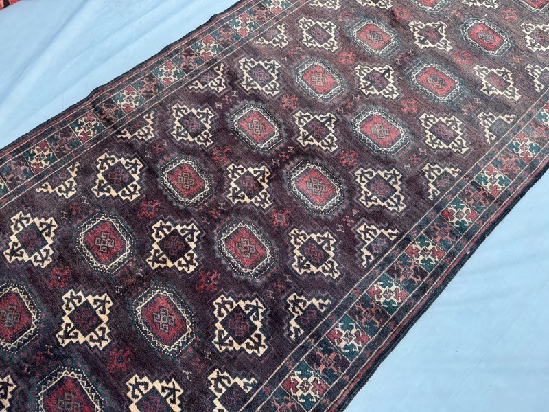 4x9 Afghan Hand Knotted Antique Area Rug Tribal Turkmen Bokhara Geometric Carpet gallery