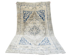 Vintage Turkish Rug 74” x 128” Muted Dye Oushak Rug Hand-knotted Wool Rug