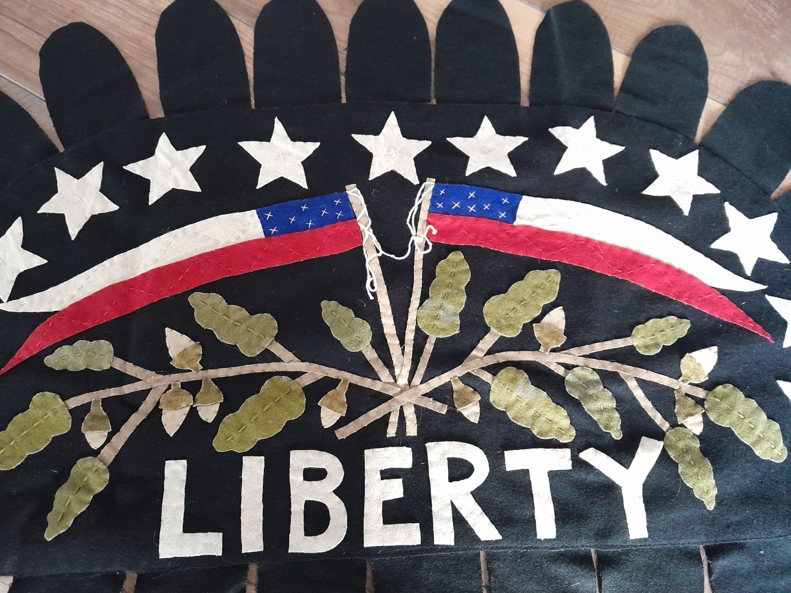 Vintage Liberty Penny Rug Americana Primitive Decor 39x24 gallery