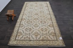 Oushak Turkish Vintage Rug 5×9 Kilim Rug Anatolian Handmade Boho Decor BEIGE