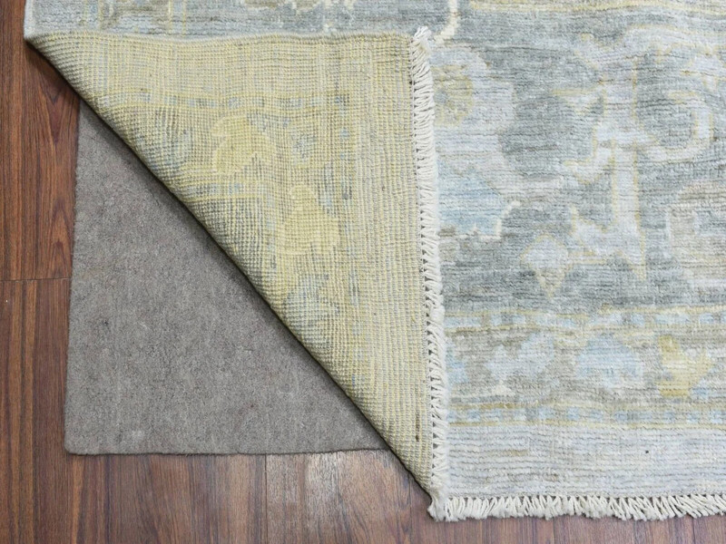 12'1"x17'8" Light Gray Angora Oushak with Leaf Pattern Natural Dyes, soft Wool gallery