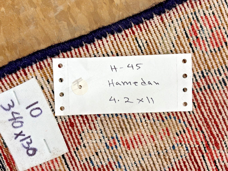 Vintage Hand Knotted Hamedan Runner Rug 4x11 Navy Tribal Geometric Wool Oriental gallery