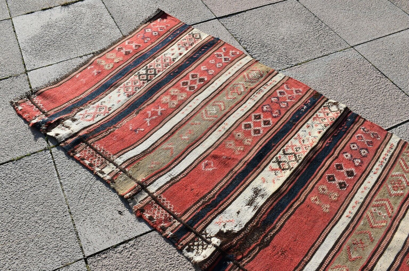 Antique Caucasian Rug 29'' x 81'' Collector's Item Verneh Fragment Wall Rug gallery