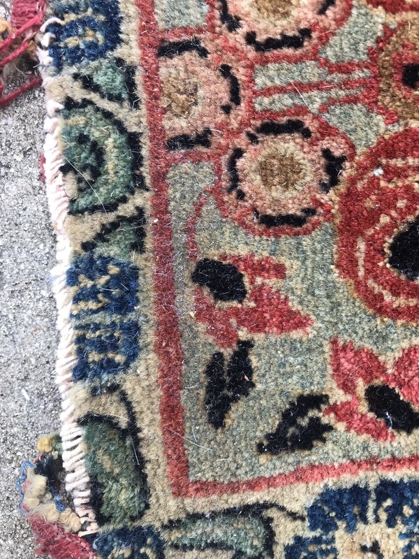 Antique Kirman Oriental Rug 11’8” X 8’8”Rare Design Handmade Pink Carnations gallery