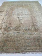 Oriental Hand-Knotted Wool Area Rug Turkish Oushak Ivory/Blue/Beige 9’7″ x 12’7″