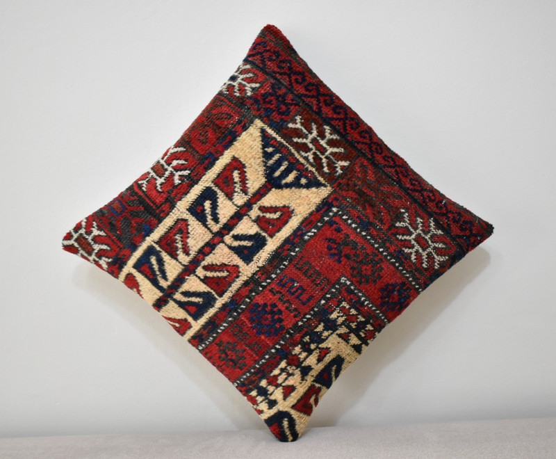 Antique Tribal Pillow Cover Sofa Rug 16'' x 16'' Made Of Antique Cushion Carpet gallery
