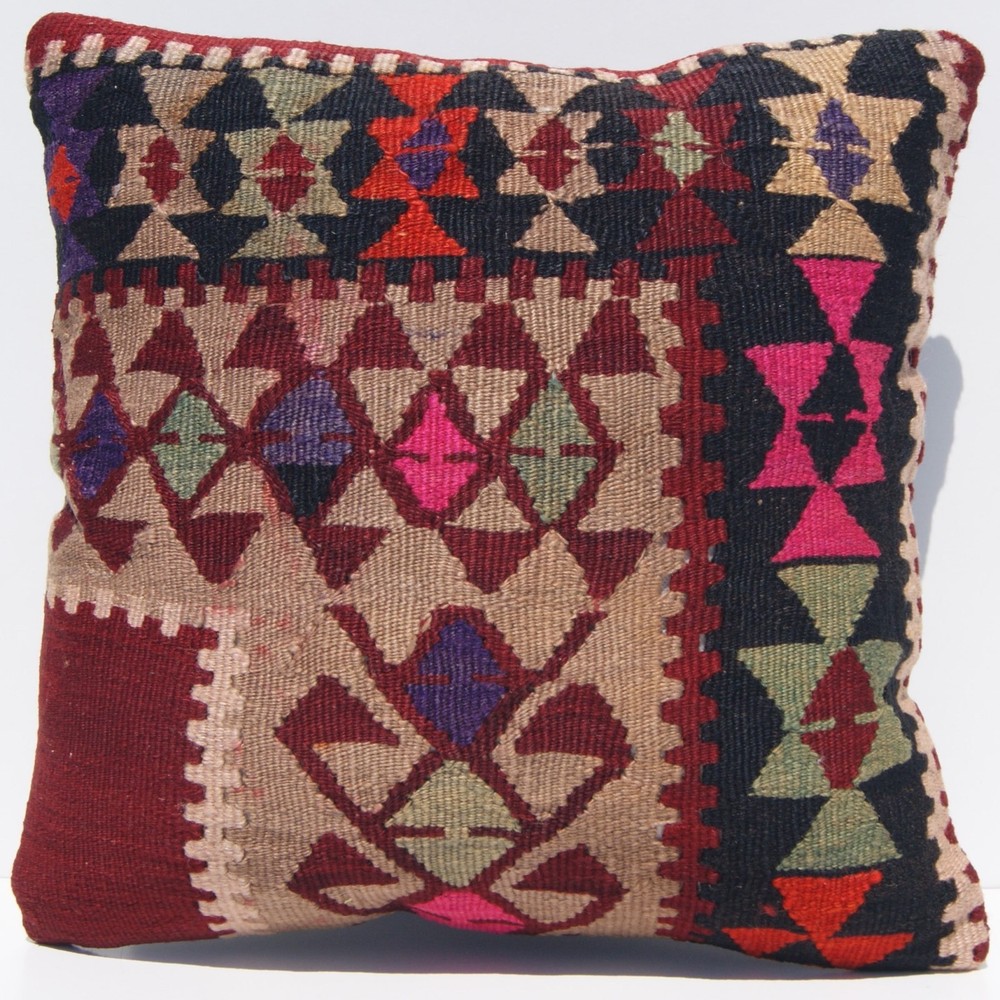 garden pillow 16"x16" Turkish Kars kilim pillow covers Hand woven kilim area rug