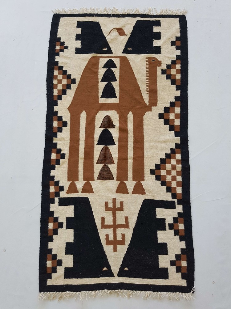 Vintage Hand Made Bulgaria Pictorial Flat Weave Kilim 141x74cm
