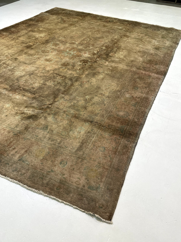 Antique Oriental Hand-Knotted Wool Area Rug Blue/Beige/Terracotta 9'7" x 13' gallery