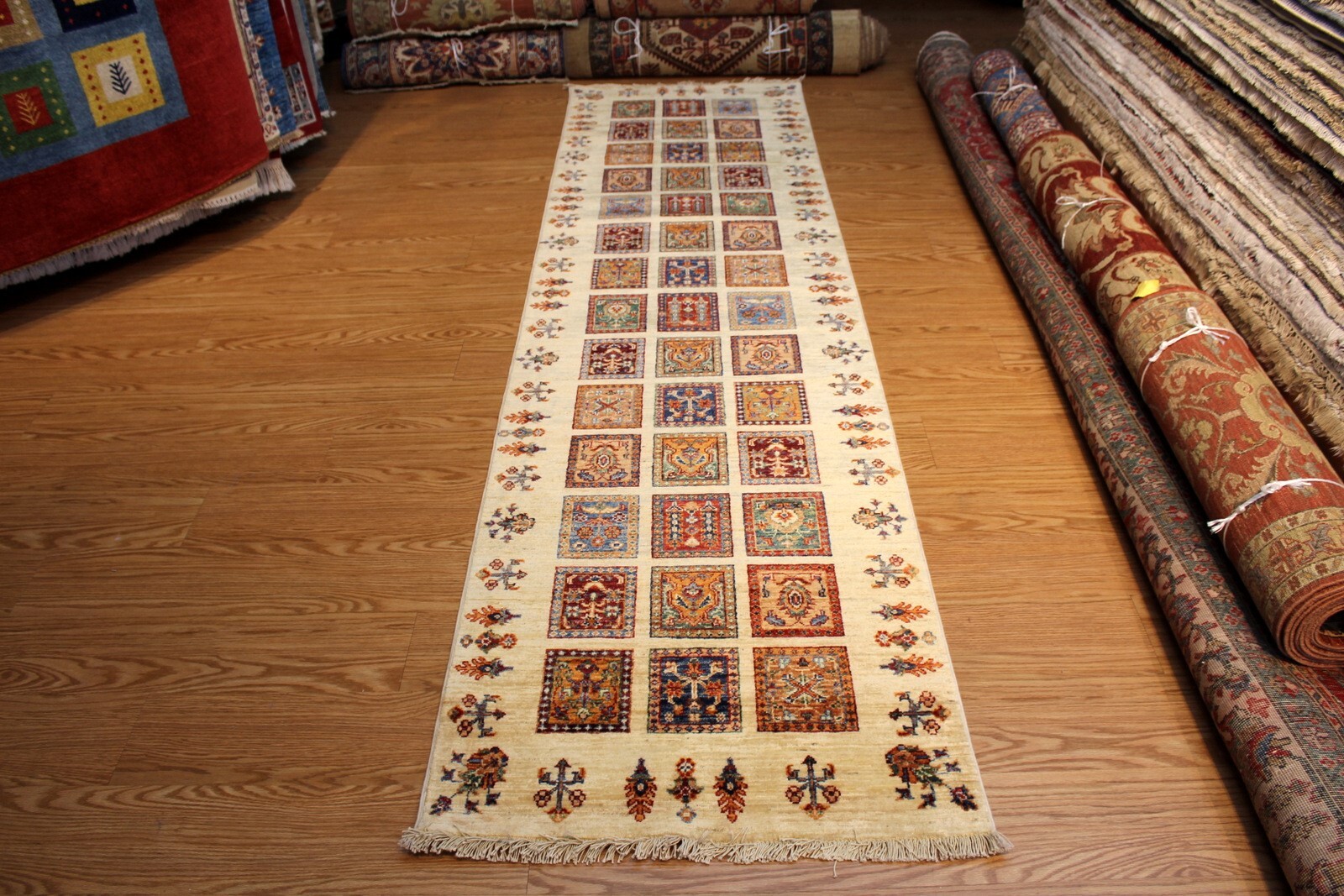 TOP QUALITY HANDMADE 2'8" x 10' HALL RUNNER JEWEL COLORS VEGETABLE DYES WOOL RUG gallery