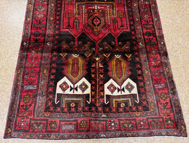 Vintage Koliai Tribal Bird Wool Runner Rug 5x10 Hand Knotted Black Oriental Area gallery
