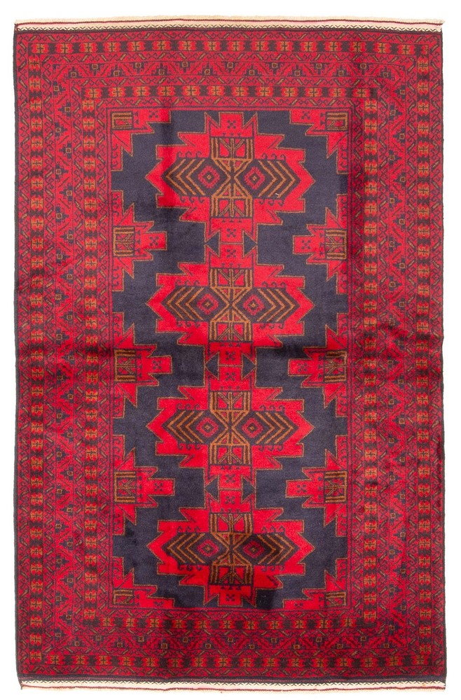Vintage Hand-Knotted Carpet 4'2" x 6'3" Traditional Oriental Wool Area Rug
