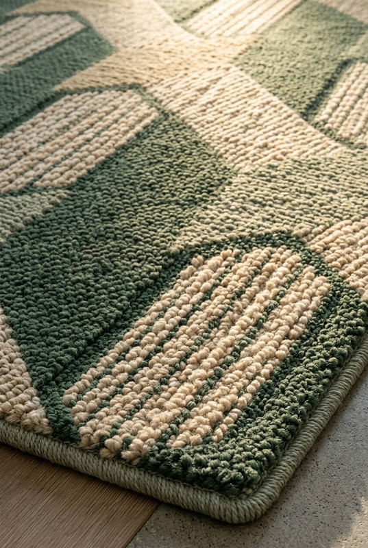 sage green rug Japandi rug minimalist rug living room rug bedroom rug woven rug gallery